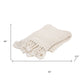 50" X 60" White Cotton Knitted Throw Blanket with Fringe