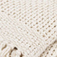 50" X 60" White Cotton Knitted Throw Blanket with Fringe
