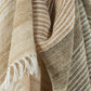 50" X 60" Beige Brown And Ivory Recycled Poly PET Striped Throw Blanket with Tassels