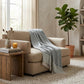 Gray and White Woven Recycled PET Polyester Throw Blanket with Tassels