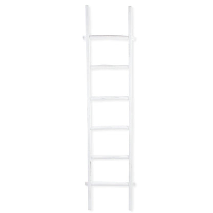 76" White Six Step Solid Wood Decorative Ladder