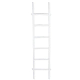 76" White Six Step Solid Wood Decorative Ladder