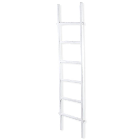 76" White Six Step Solid Wood Decorative Ladder