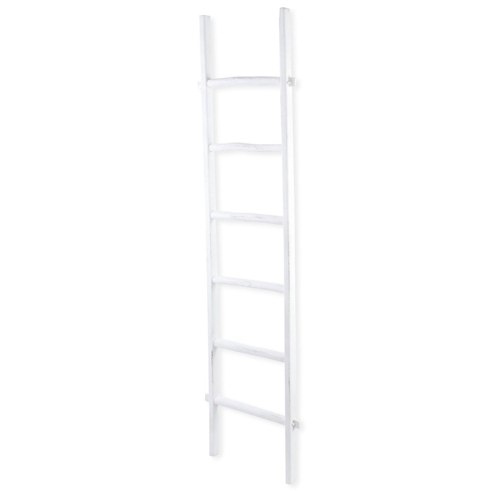 76" White Six Step Solid Wood Decorative Ladder
