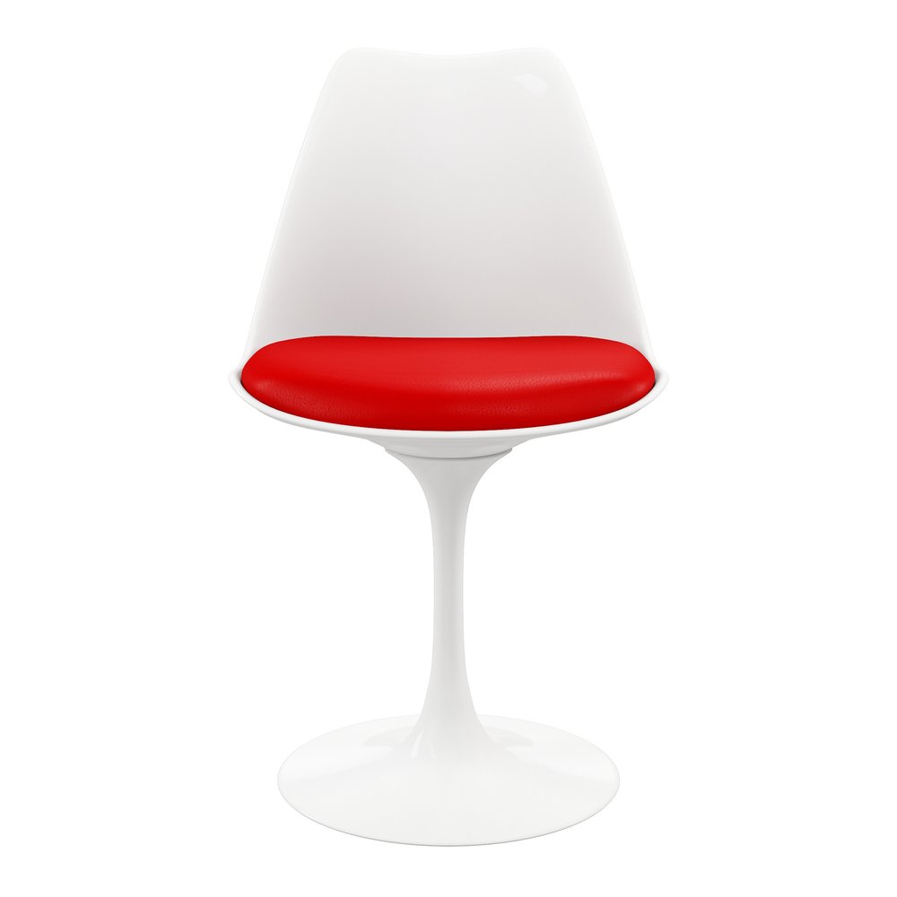 Red and White Upholstered Faux Leather Dining Side Chair