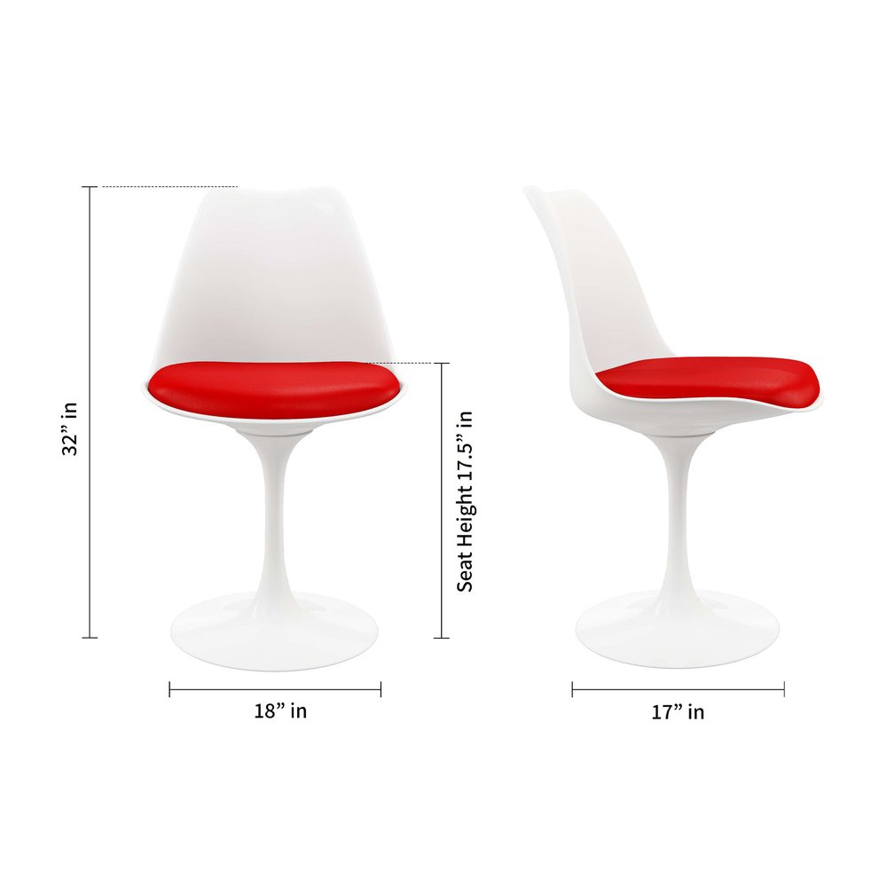 Red and White Upholstered Faux Leather Dining Side Chair