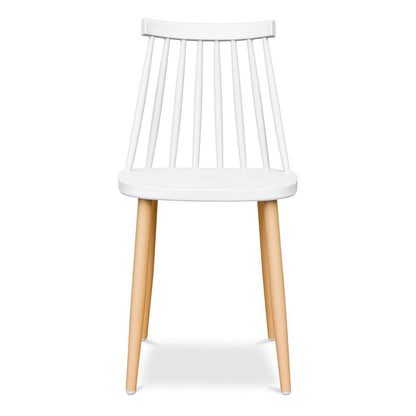 White And Natural Metal and Plastic Windsor Back Dining Side Chair