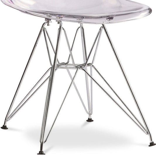 Clear and Silver Steel Dining Side Chair