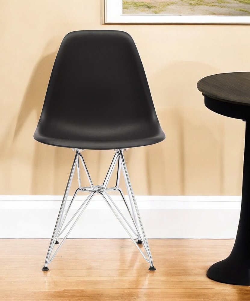 Black and Silver Steel Dining Side Chair