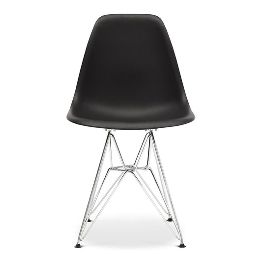 Black and Silver Steel Dining Side Chair