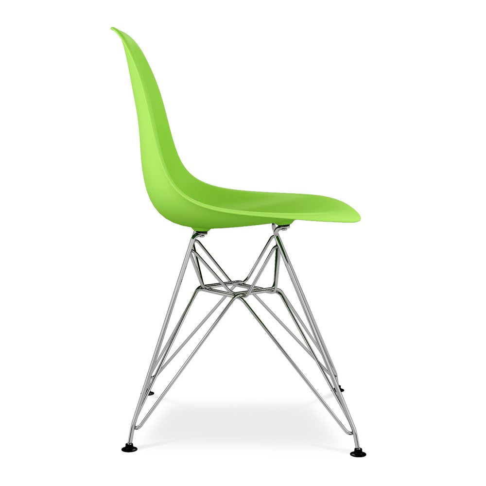 Green and Silver Steel Dining Side Chair