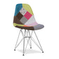 Brown Green Pink and Silver Upholstered Fabric Dining Side Chair