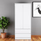 71" White Wood Two Door Two Drawer Combo Dresser
