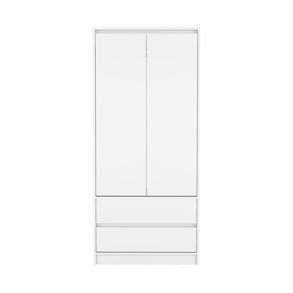 71" White Wood Two Door Two Drawer Combo Dresser