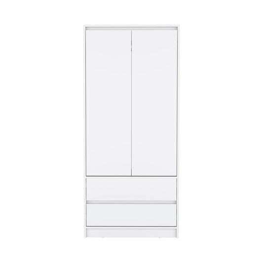 71" White Wood Two Door Two Drawer Combo Dresser