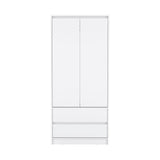 71" White Wood Two Door Two Drawer Combo Dresser