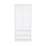71" White Wood Two Door Two Drawer Combo Dresser