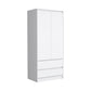 71" White Wood Two Door Two Drawer Combo Dresser