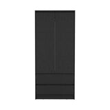 71" Black Wood Two Door Two Drawer Combo Dresser