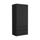 71" Black Wood Two Door Two Drawer Combo Dresser