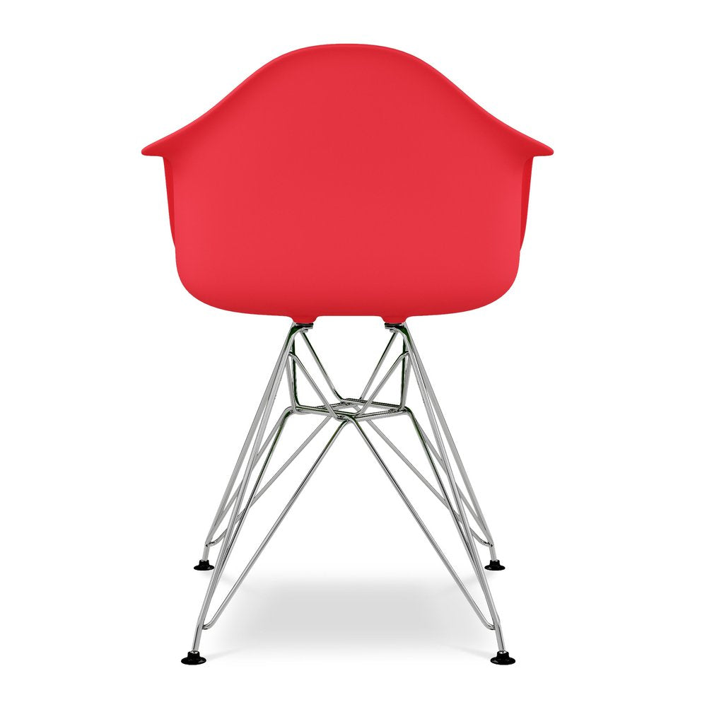 Red and Silver Dining Arm Chair