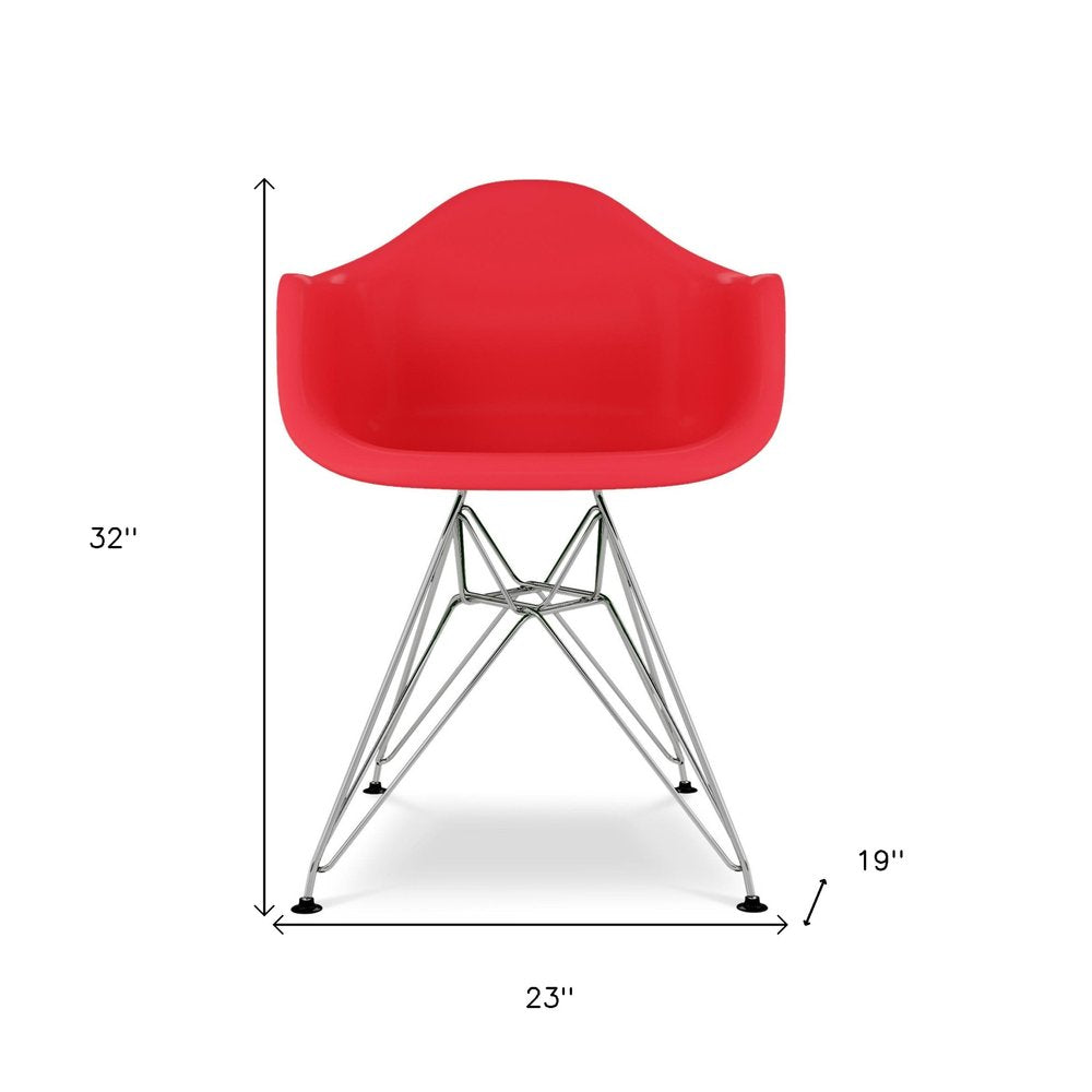 Red and Silver Dining Arm Chair