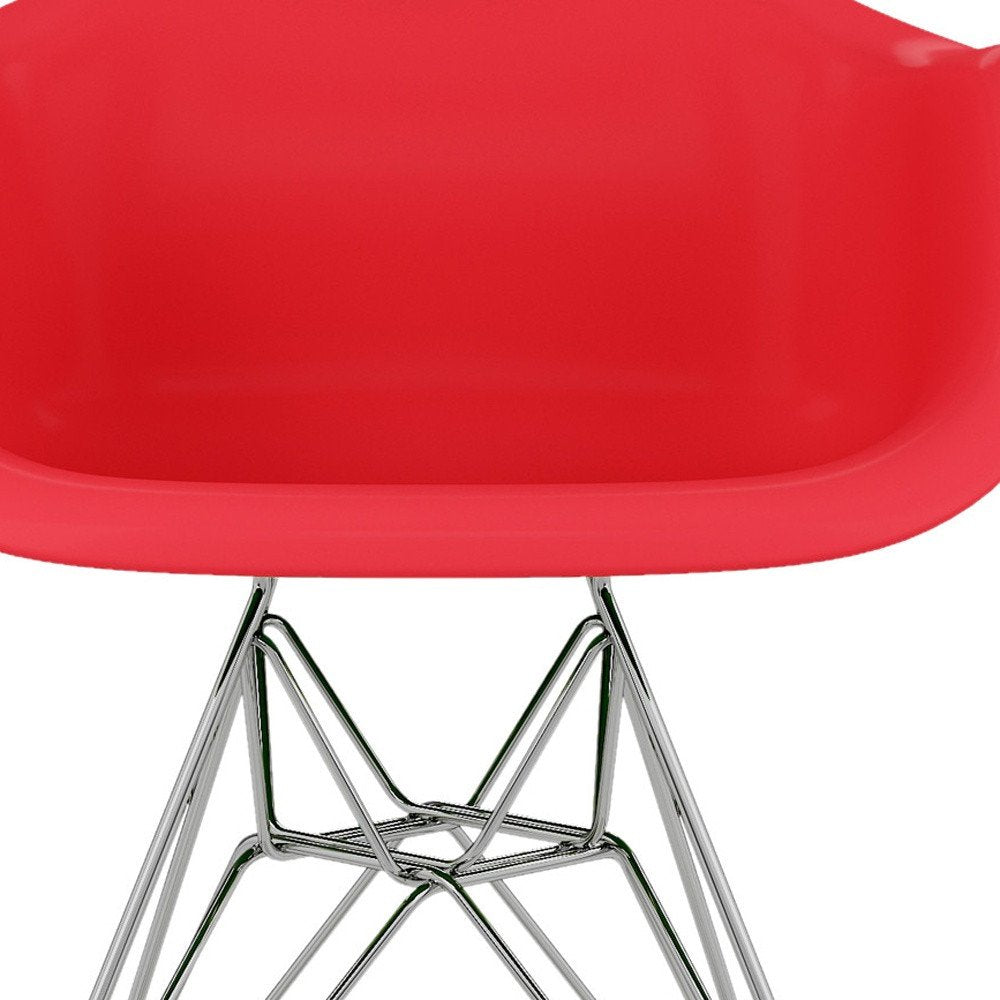 Red and Silver Dining Arm Chair