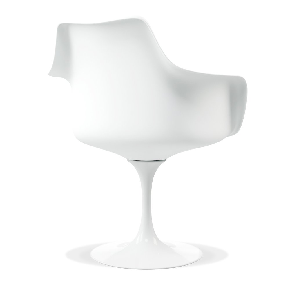 Red and White Upholstered Faux Leather Dining Arm Chair