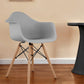 Gray And Natural Heavy Duty Plastic And Solid Wood Dining Arm Chair