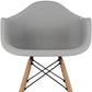 Gray And Natural Heavy Duty Plastic And Solid Wood Dining Arm Chair