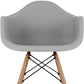 Gray And Natural Heavy Duty Plastic And Solid Wood Dining Arm Chair