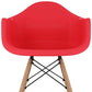 Red And Natural Heavy Duty Plastic And Solid Wood Dining Arm Chair