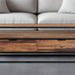 50" Brown And Black Solid Wood And Metal Coffee Table With Two Drawers And Shelf