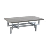 51" Gray And Silver Stainless Steel Coffee Table