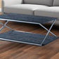 51" Black And Silver Stainless Steel Coffee Table With Shelf