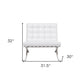 32" White and Silver Italian Leather Tufted Lounge Chair