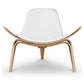 36" White and Brown Genuine Leather Lounge Chair