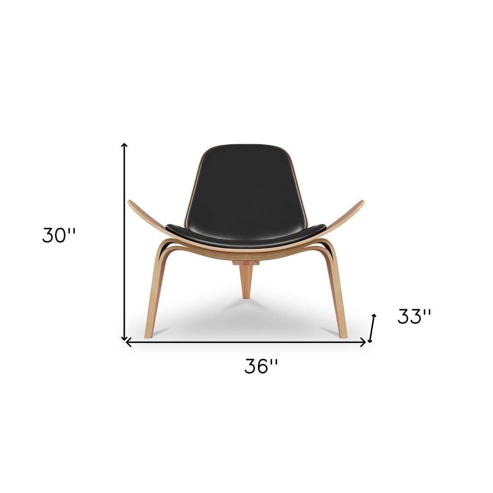 36" Black and Brown Faux Leather Lounge Chair