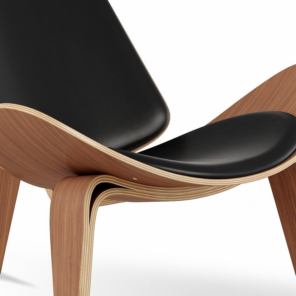 36" Black and Brown Faux Leather Lounge Chair