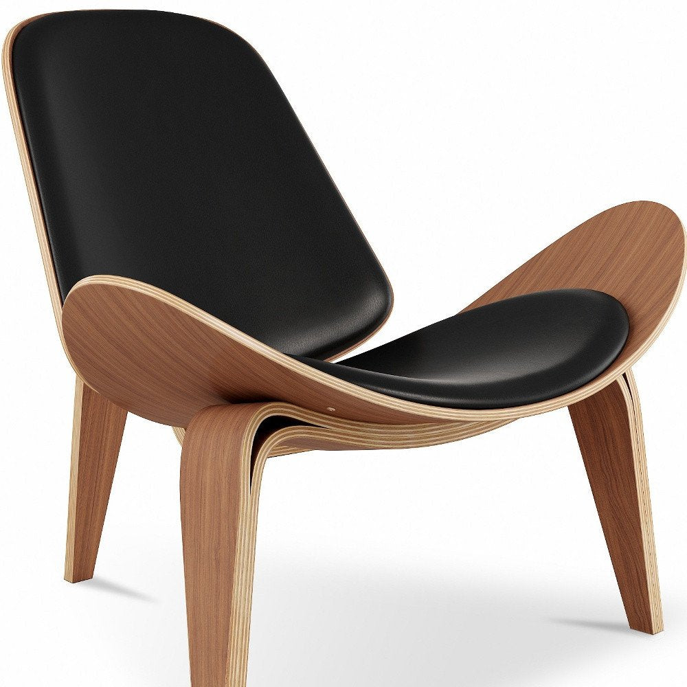 36" Black and Brown Faux Leather Lounge Chair