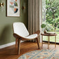 36" White and Brown Faux Leather Lounge Chair