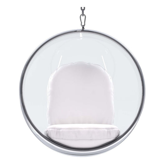 42" White Faux Leather Balloon Chair
