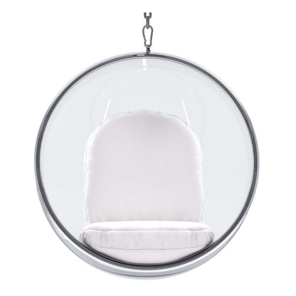 42" White Faux Leather Balloon Chair