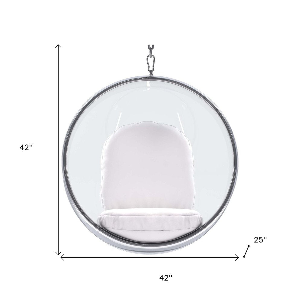 42" White Faux Leather Balloon Chair