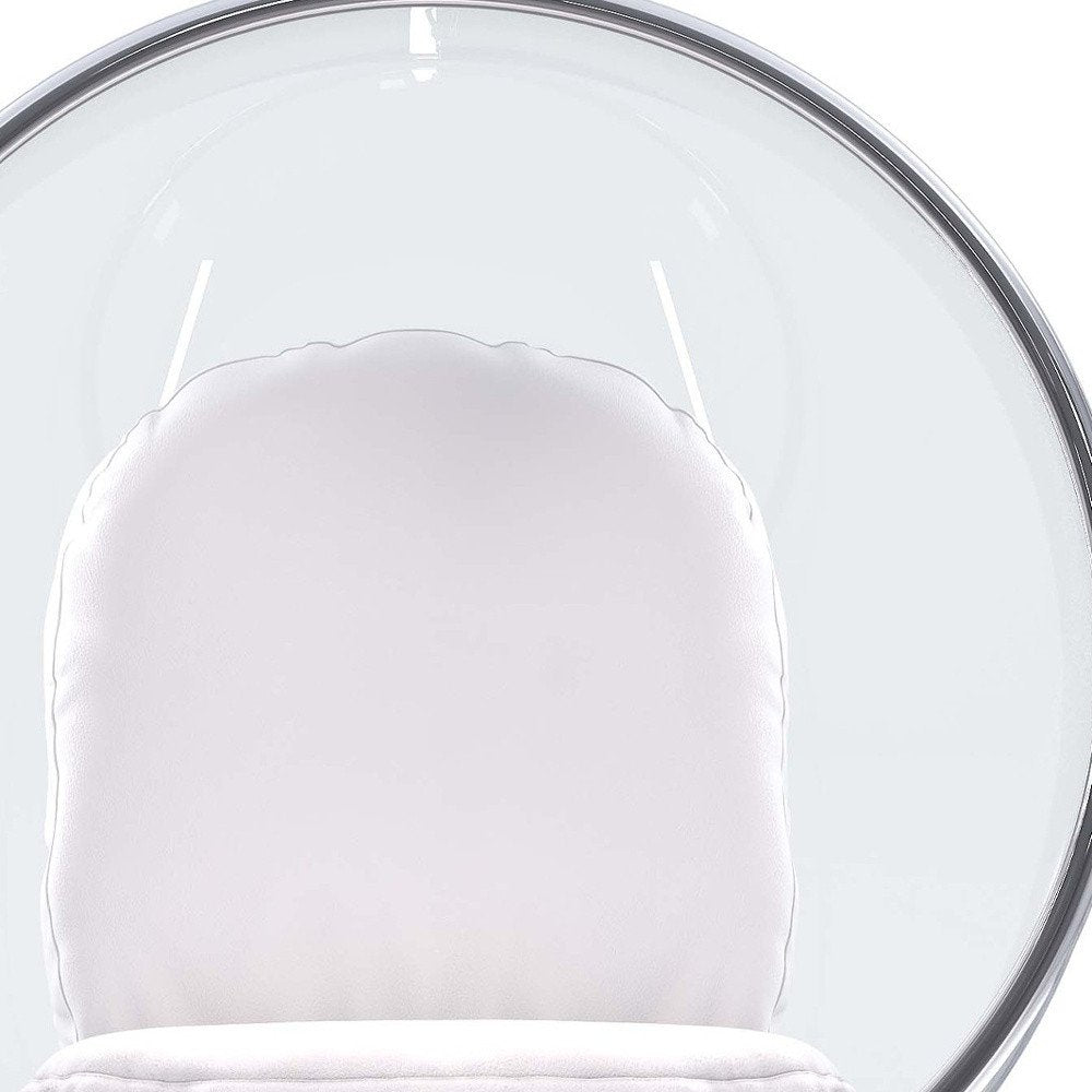 42" White Faux Leather Balloon Chair