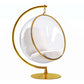 42" White and Gold Faux Leather Balloon Chair