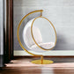 42" White and Gold Faux Leather Balloon Chair