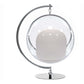 42" White and Silver Faux Leather Balloon Chair