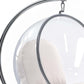 42" White and Silver Faux Leather Balloon Chair