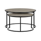 Set of Two 32" Gray And Black Concrete And Metal Round Nested Coffee Tables